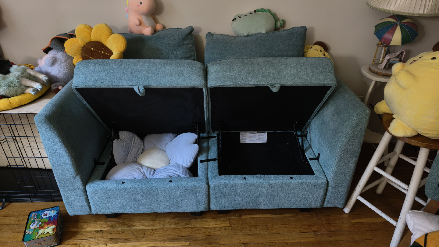 Blue Loveseat Sofa with Storage - photo 2