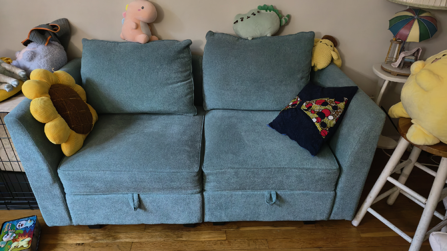 Blue Loveseat Sofa with Storage - photo 3