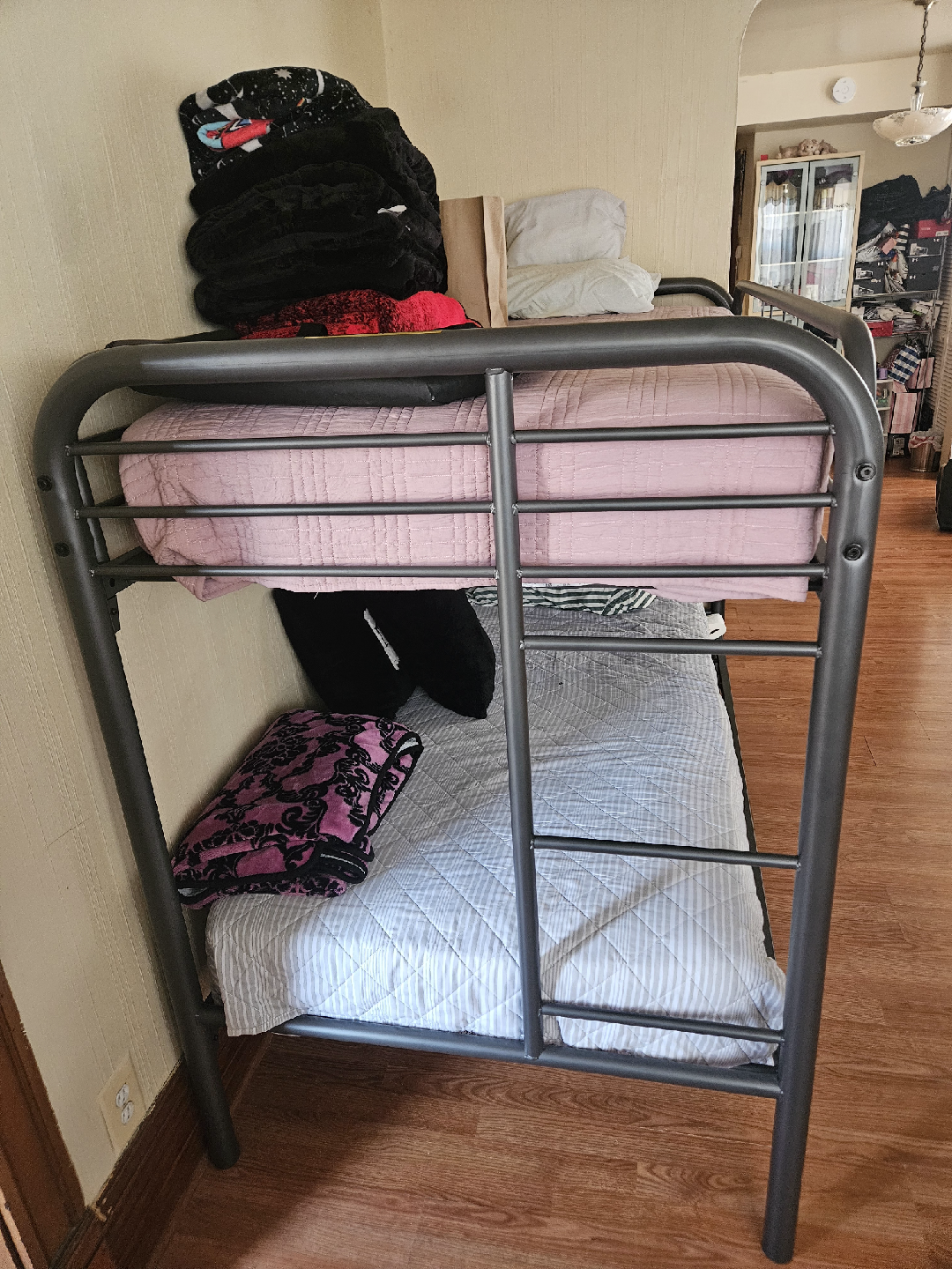 Metal Twin Size Bunk Bed Frame - Gray - photo 2