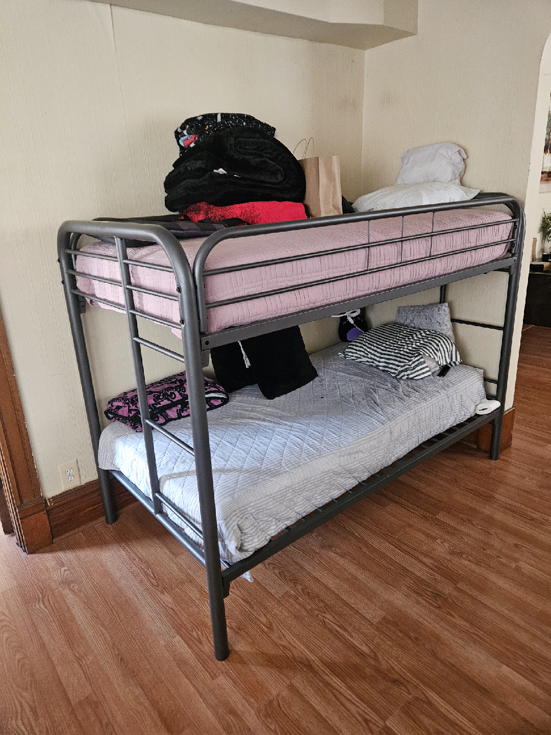 Metal Twin Size Bunk Bed Frame - Gray - photo 3