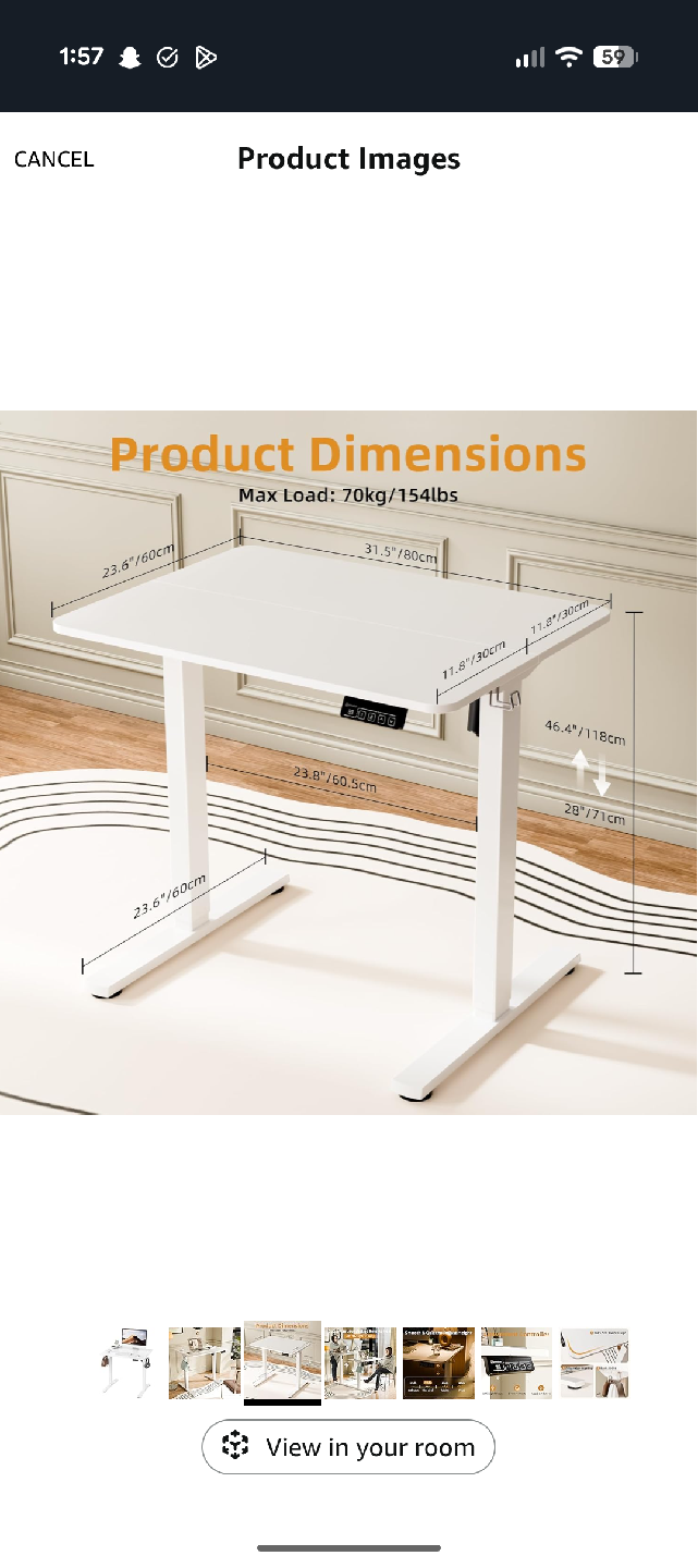 White Adjustable Standing Desk - photo 3
