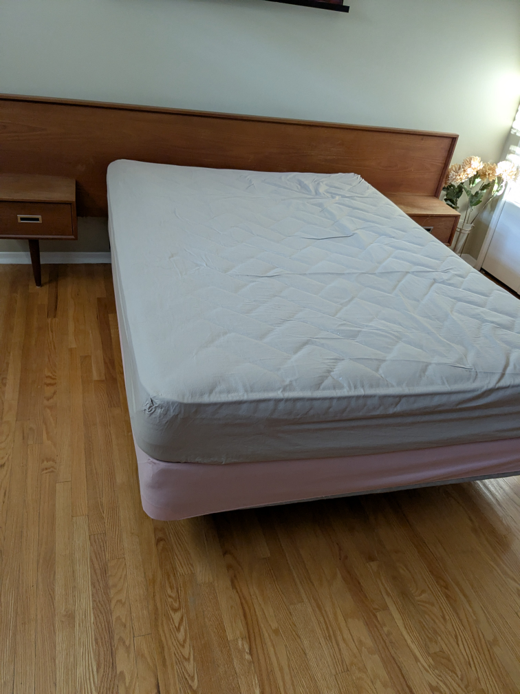 Mid-Century Modern Bed Frame with Nightstands