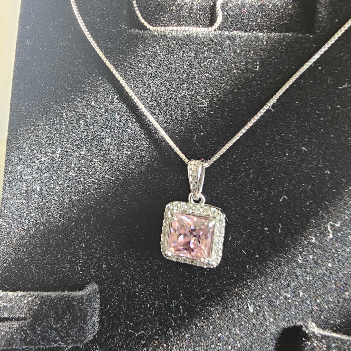Pink Moissanite Sterling Silver Necklace - photo 2