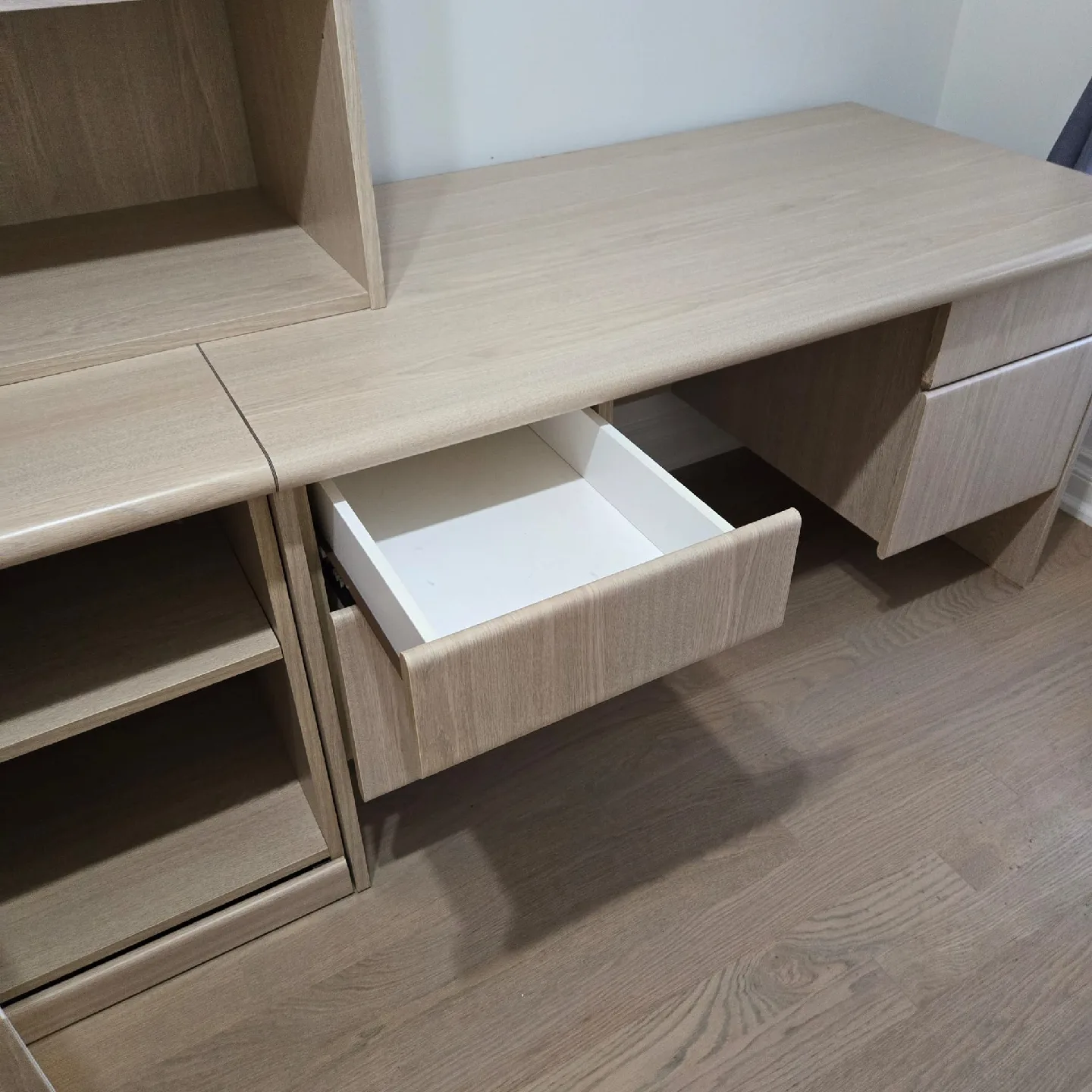 Light Wood Desk with Drawers and Bookshelf image indicator(5)