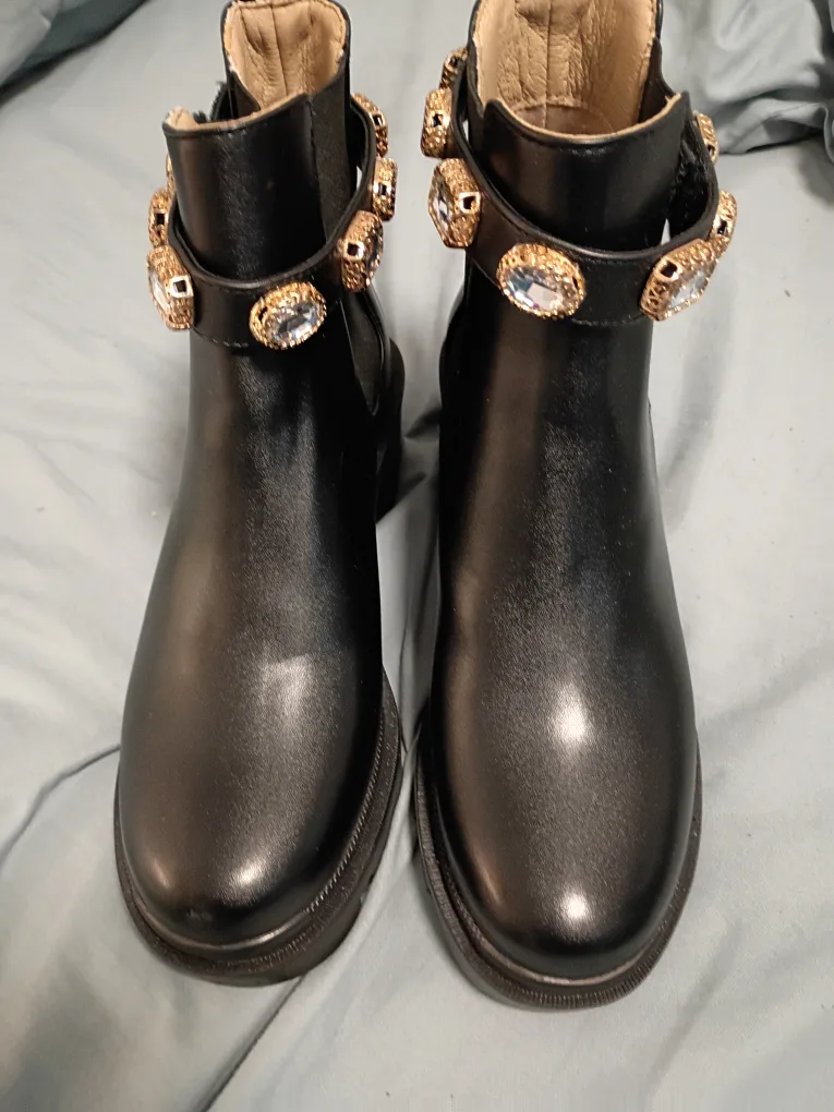 Steve Madden Black Jeweled Ankle Boots image indicator(2)