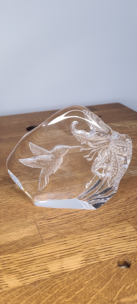 Crystal Hummingbird & Flower Figurine