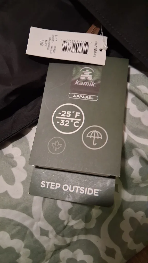 New  mens Kamik Black Winter Jacket - Size Large image indicator(4)