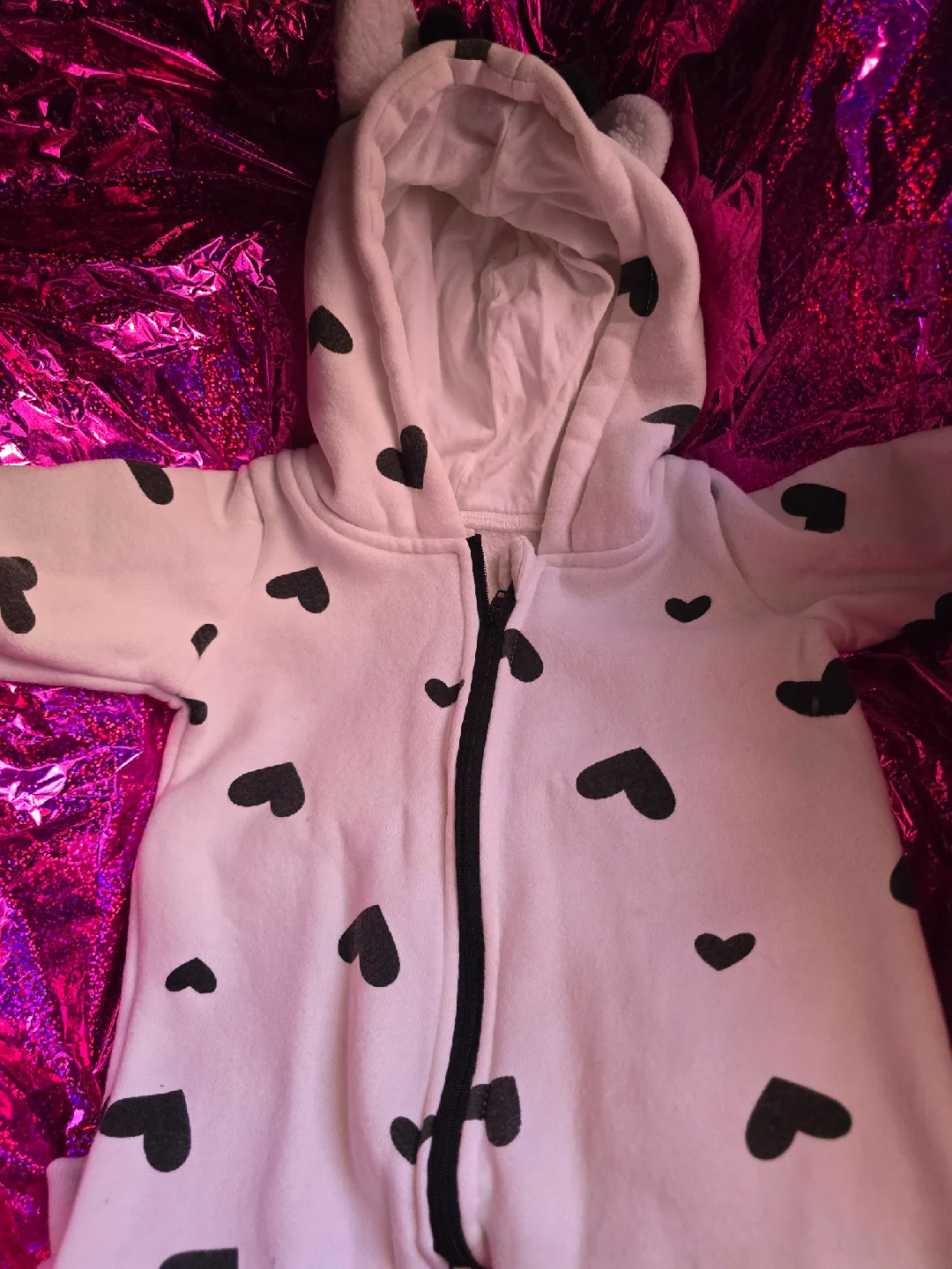 White Heart Pattern Romper Size 68 thumbnail