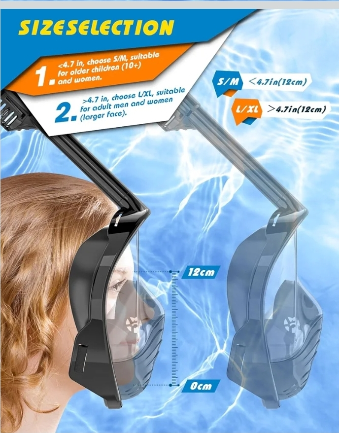 Full Face Snorkel Mask for Adults, Snorkeling Gear - photo 5