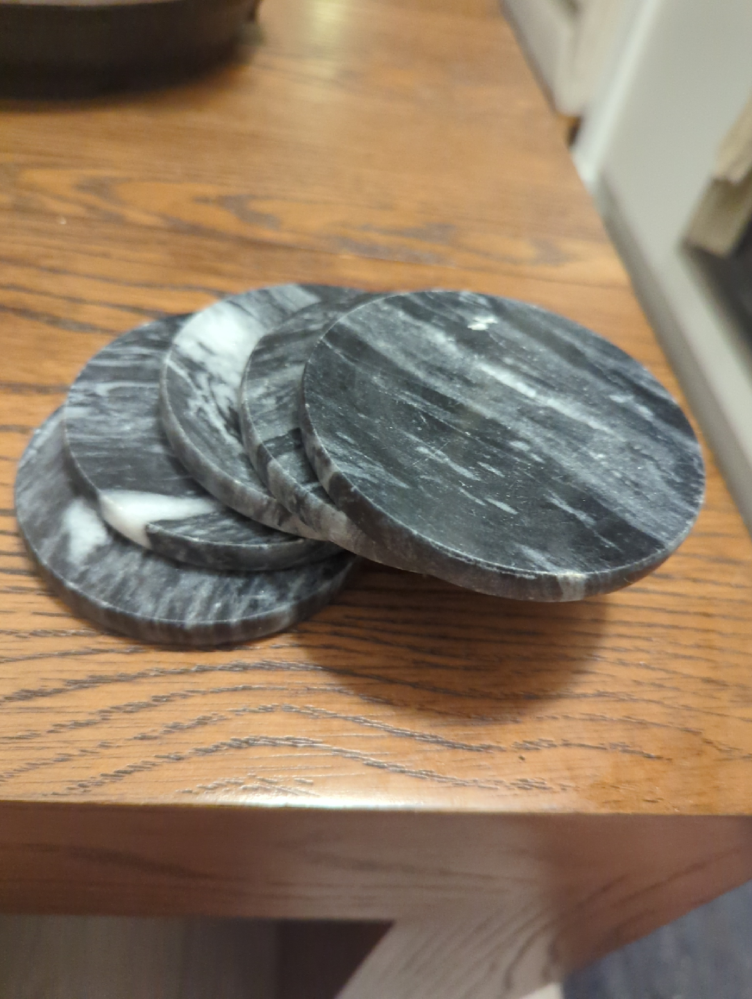 Set of 5 Black Marble Stone Coasters