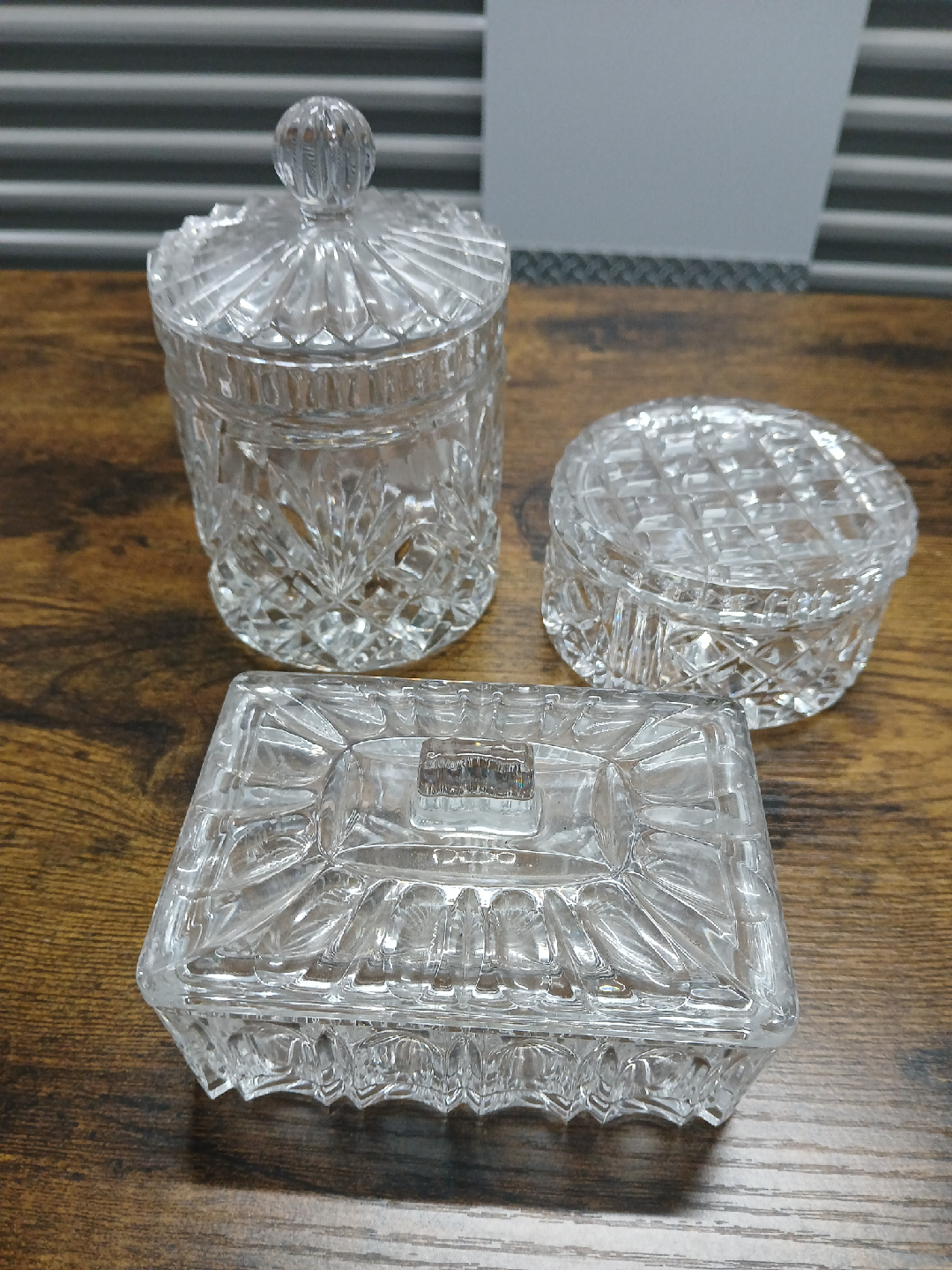 Crystal Glass Trinket Dish Set