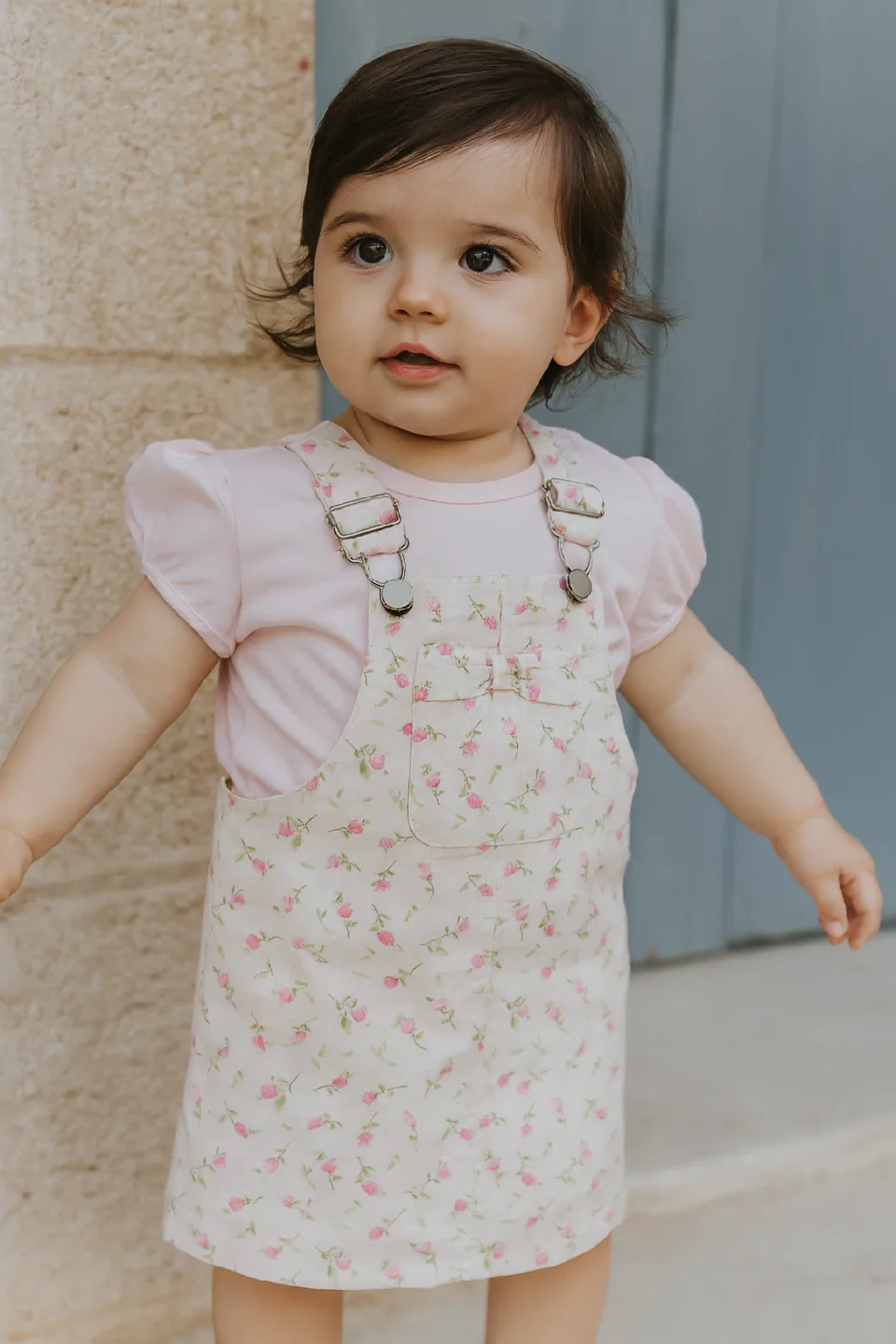 Floral Overalls Dress with Pink Top image indicator(2)