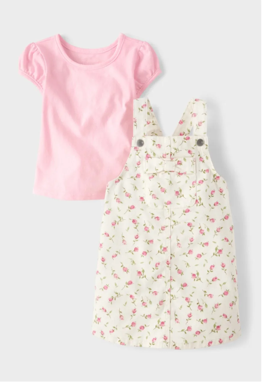 Floral Overalls Dress with Pink Top image indicator(5)