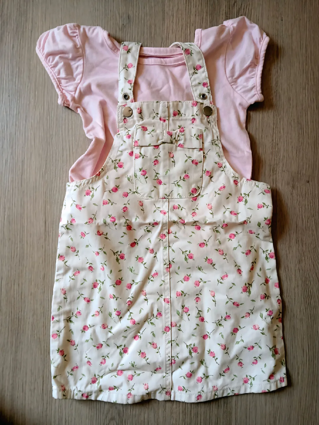 Floral Overalls Dress with Pink Top image indicator(7)