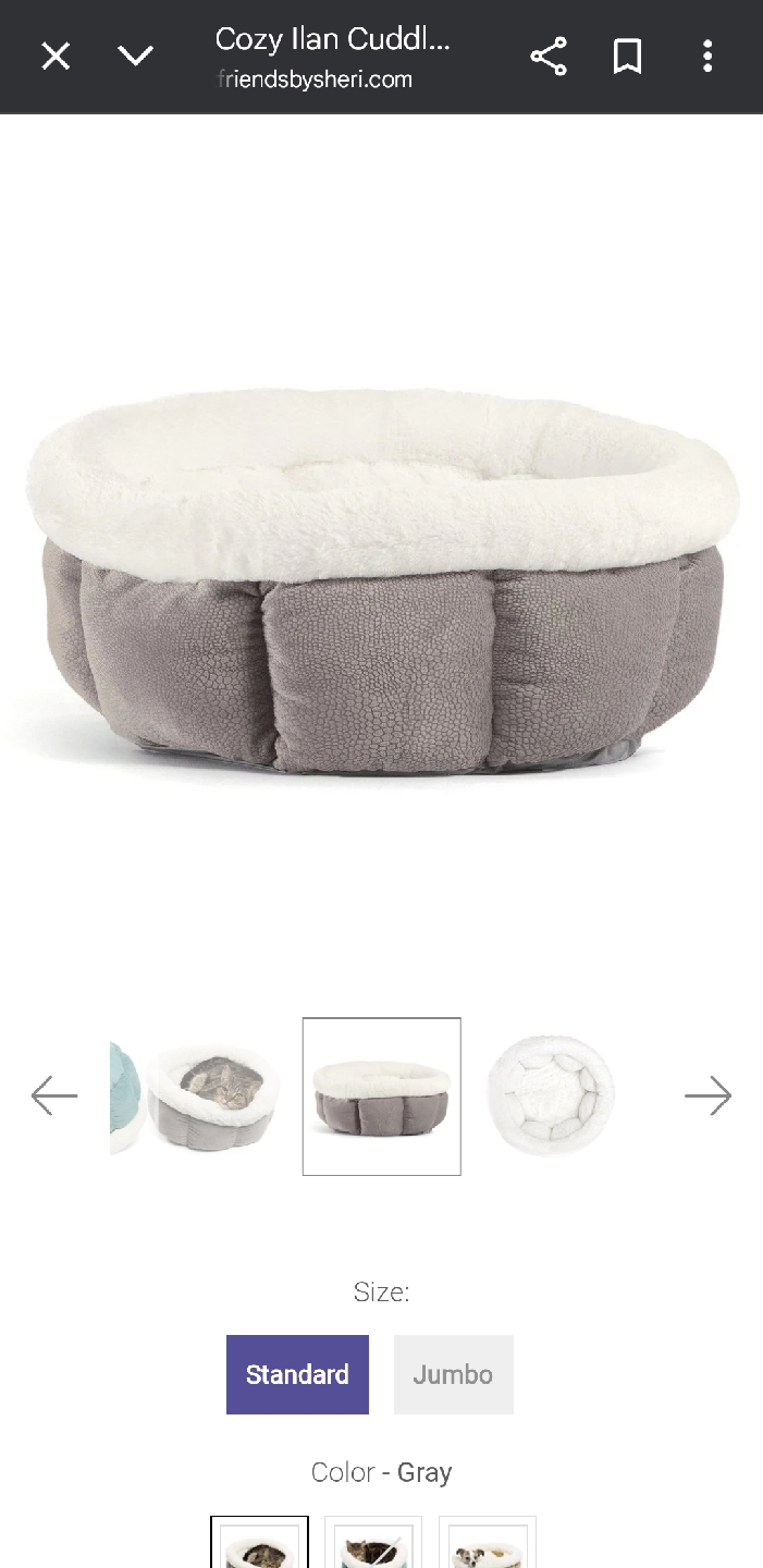 Friends by Sheri Cozy Cuddler Pet Bed - Standard, Gray