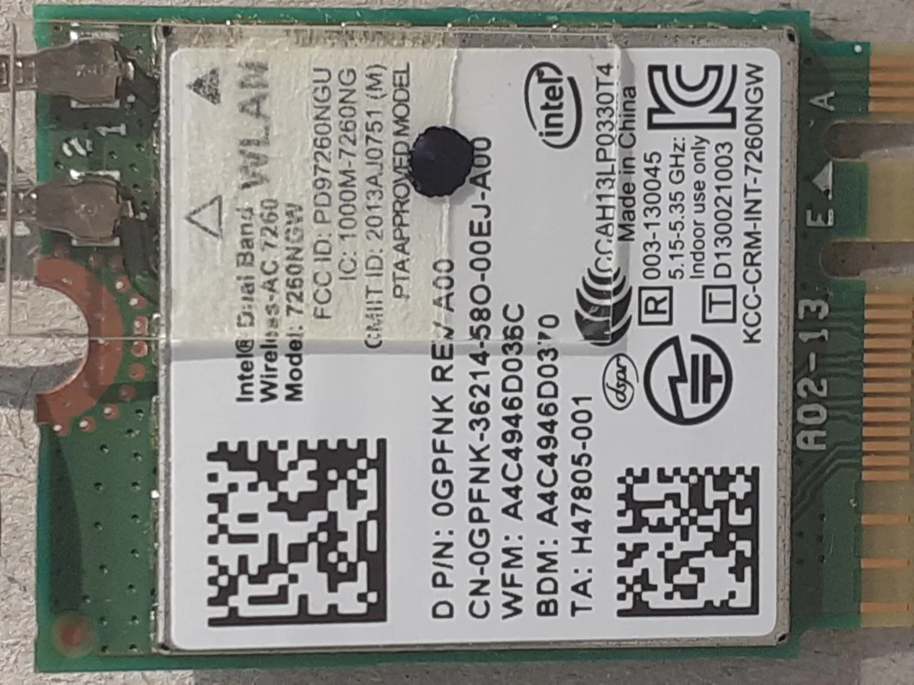 Intel Dual Band Wireless-AC 7260 WiFi Card image indicator(2)
