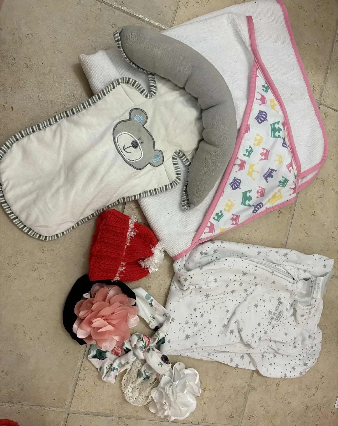 Baby Items Bundle - Bibs, Towel, Hats & More image indicator(2)