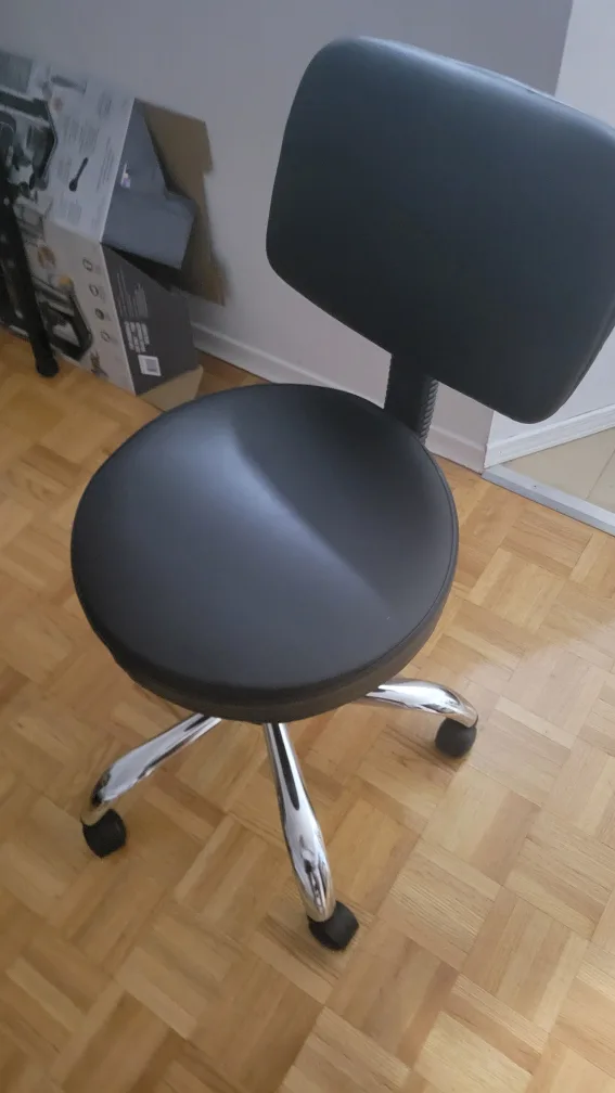 Black Adjustable Swivel Stool with Backrest image indicator(3)