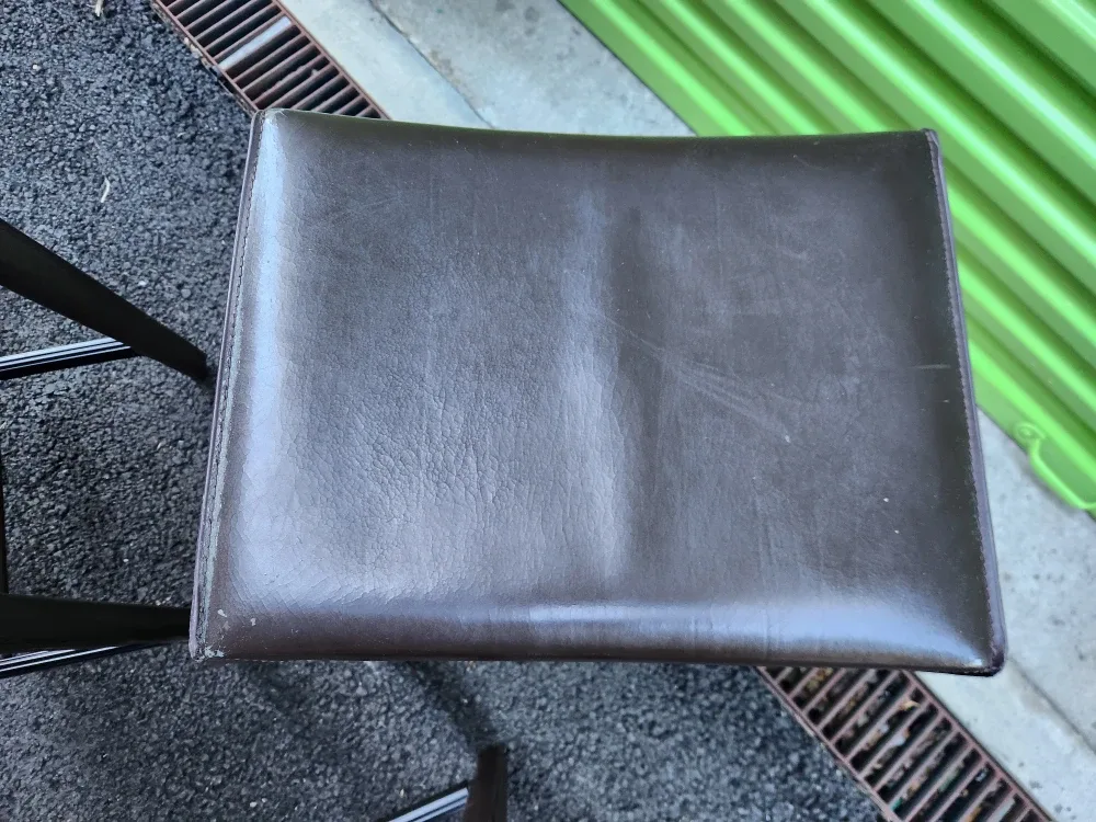 Set of 3 Brown Leather Bar Stools image indicator(3)