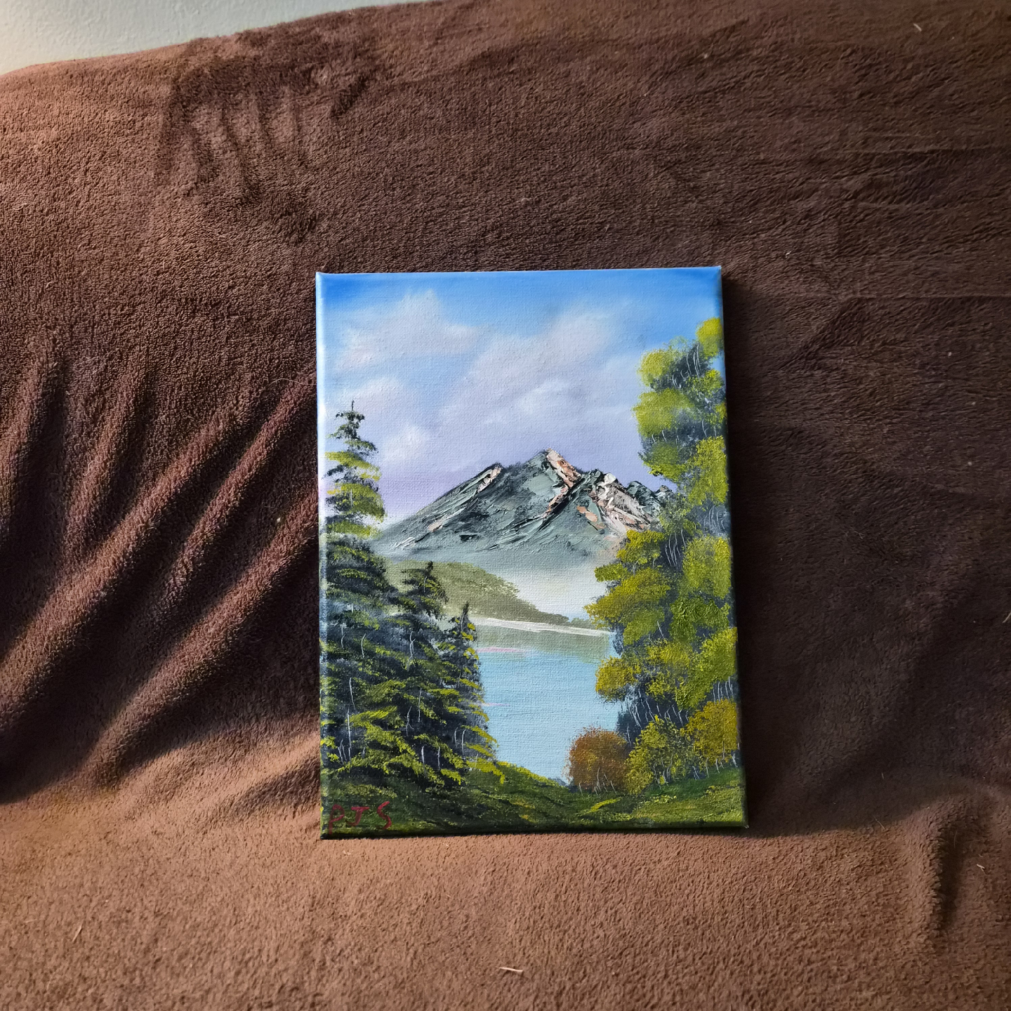 Hand Painted Canvas Oil Paint Bob Ross Inspired.