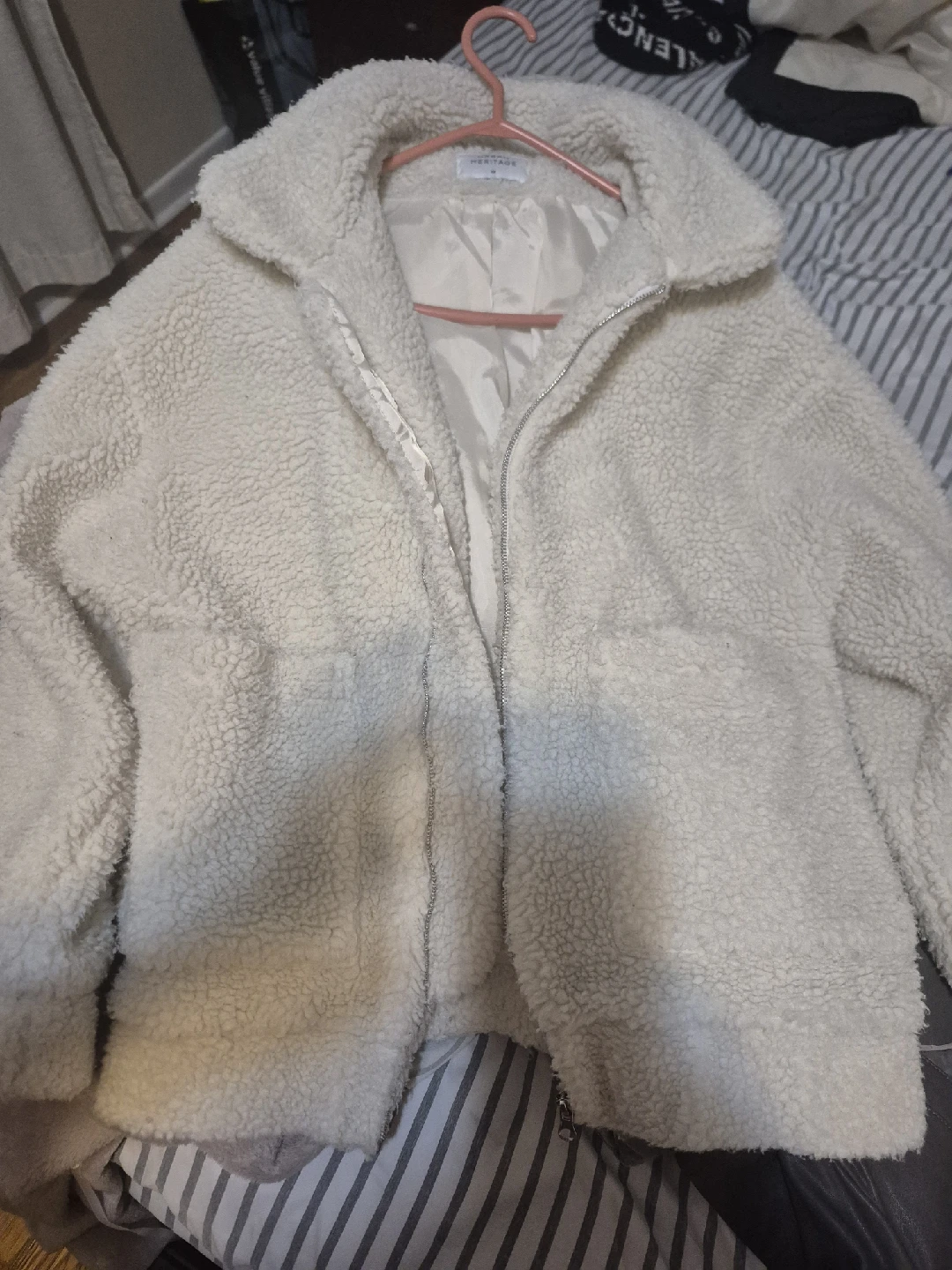 Urban Heritage White Sherpa Jacket - Size M