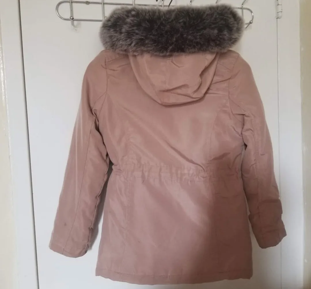 Girls' Pink light winter Coat with Faux Fur Hood image indicator(3)