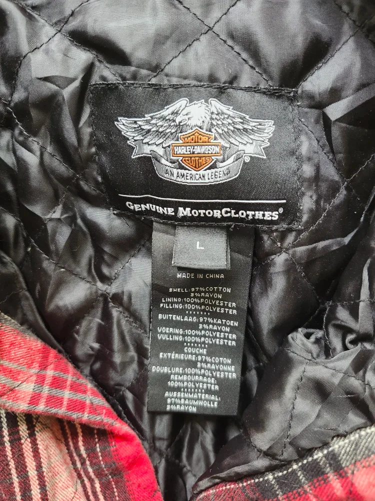 Harley-Davidson Plaid Quilted Shirt Jacket - Size L image indicator(4)