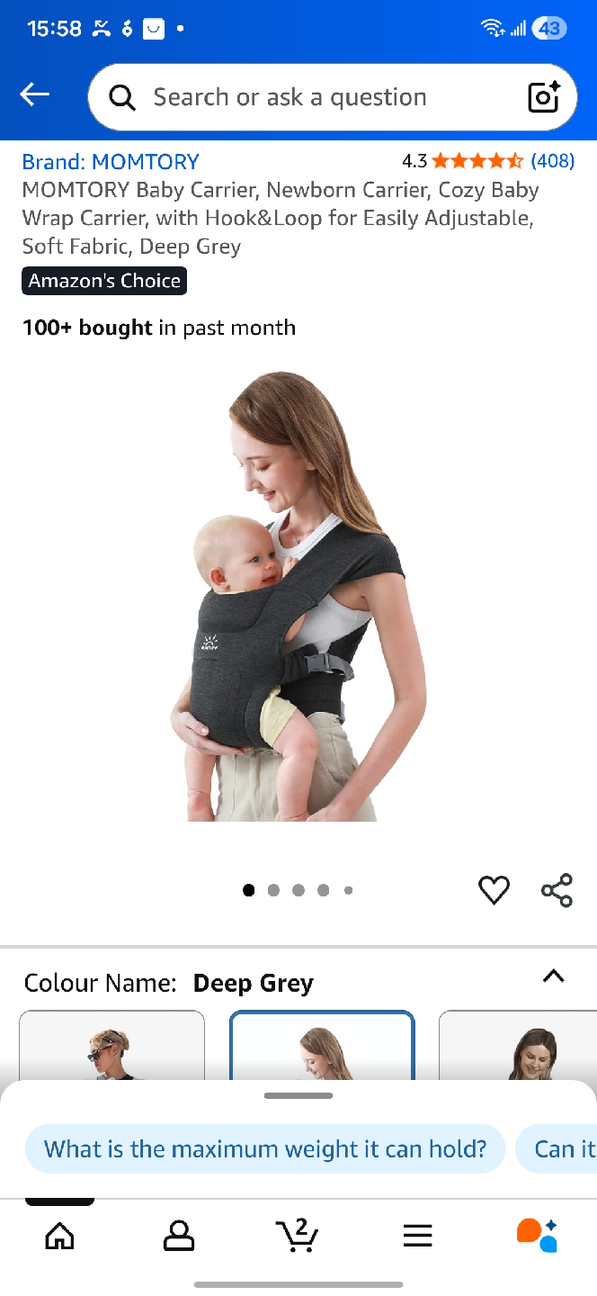 MOMTORY Baby Carrier - Deep Grey
