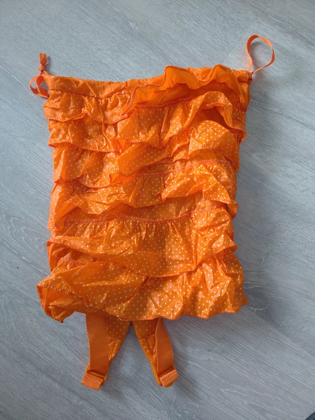 Orange Ruffle Polka Dot Kids Backpack thumbnail