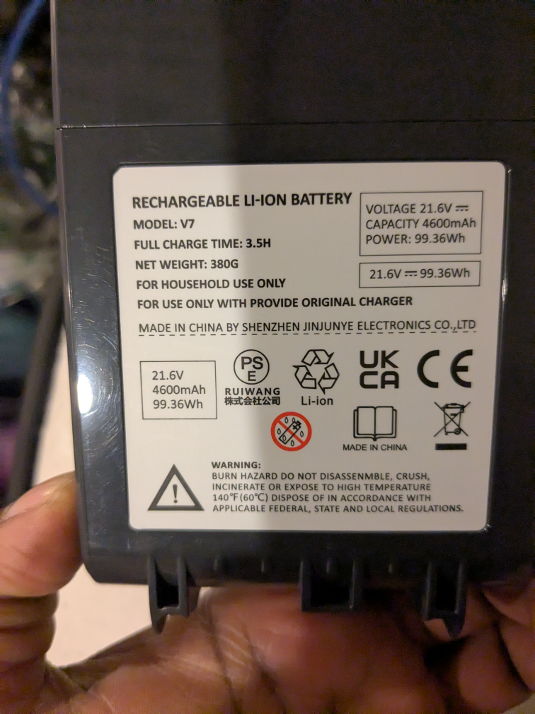 Dyson v7 handheld vacuum replacement charger - photo 2