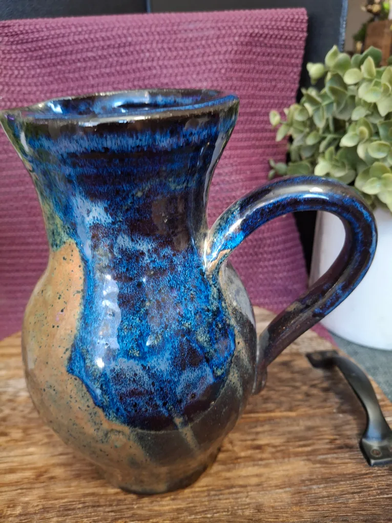 Handmade Ceramic Pitcher - Blue & Brown image indicator(2)