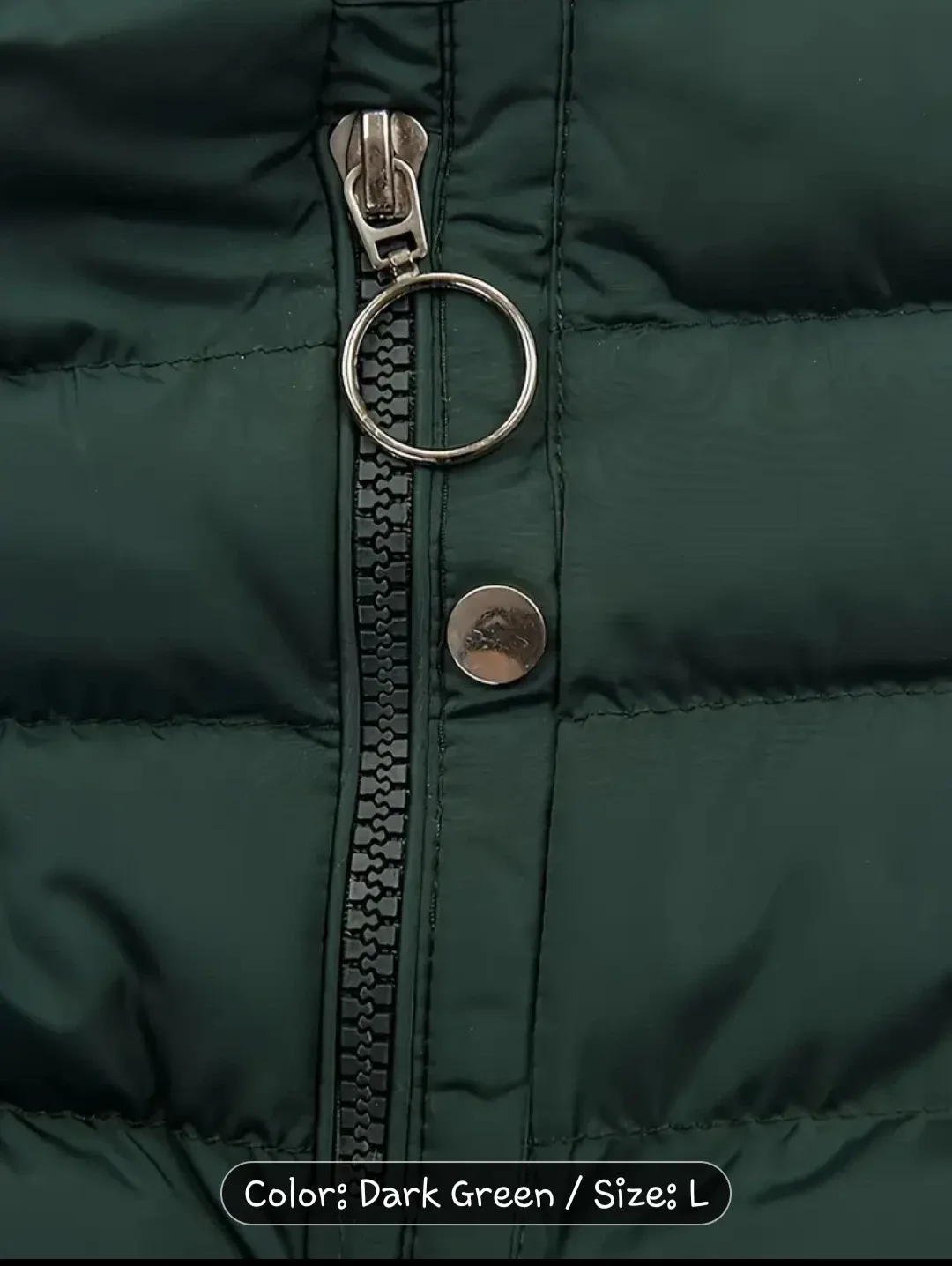 Dark Green Puffer Coat - Size L✨️🧥 image indicator(4)