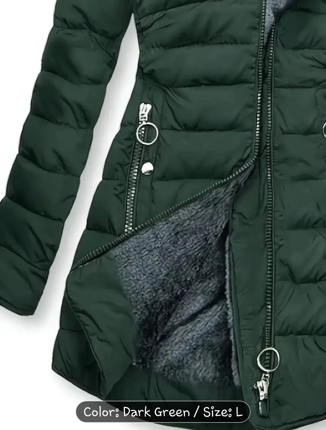 Dark Green Puffer Coat - Size L✨️🧥 image indicator(5)