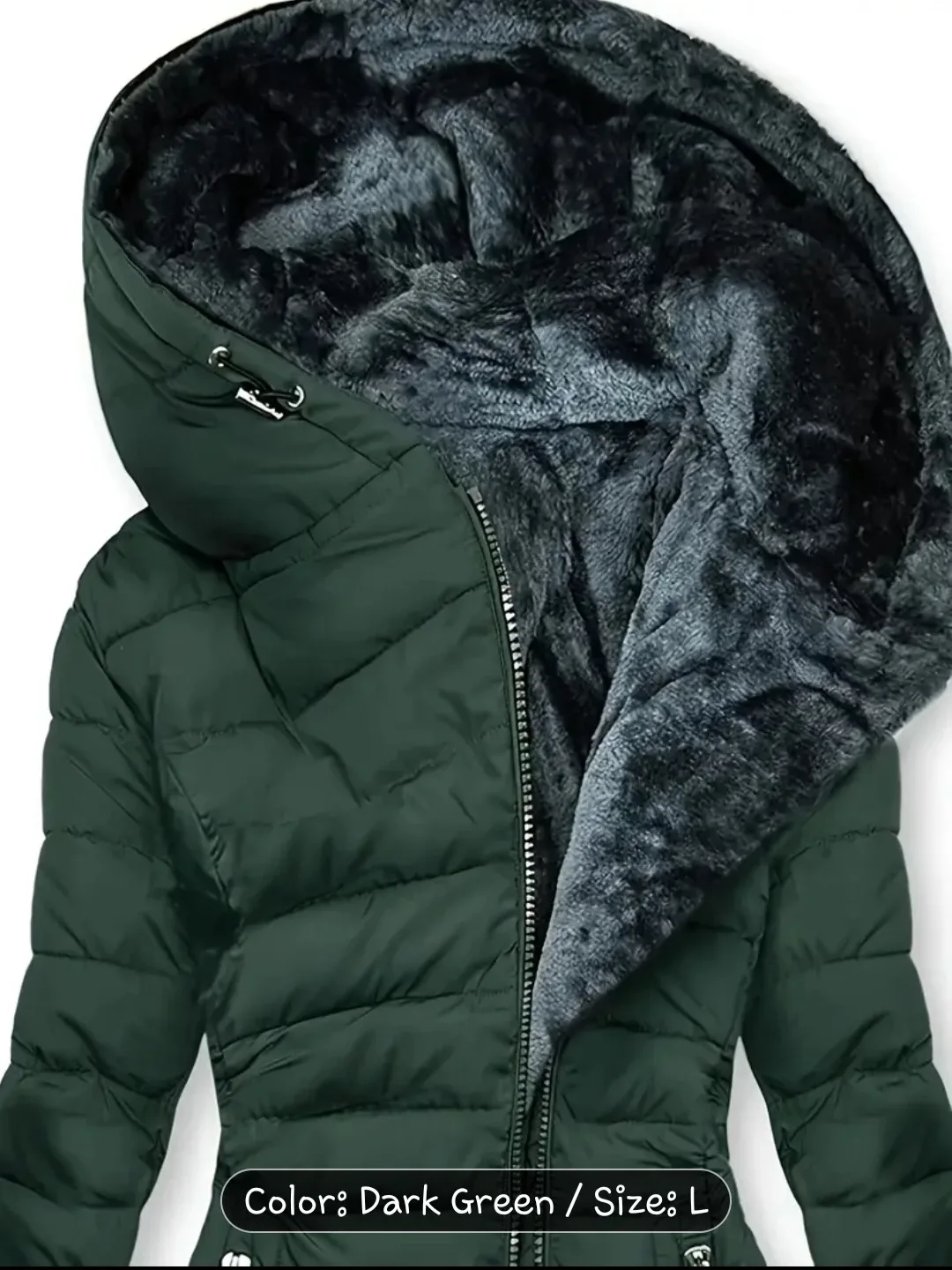 Dark Green Puffer Coat - Size L✨️🧥 image indicator(6)