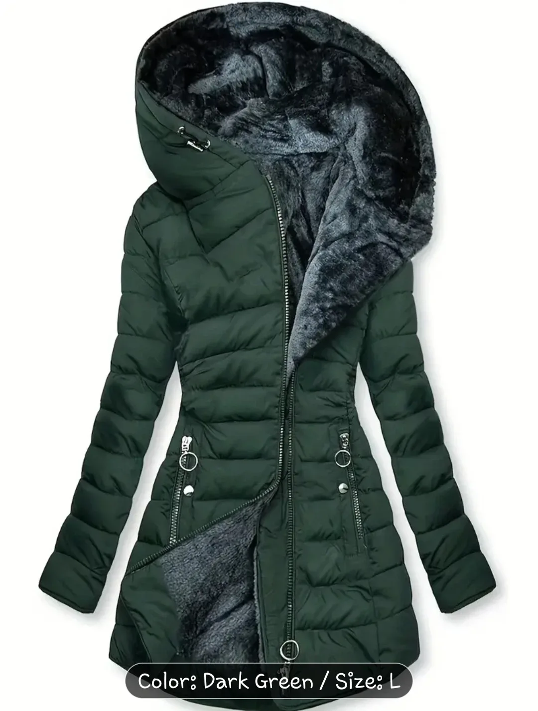 Dark Green Puffer Coat - Size L✨️🧥 image indicator(7)