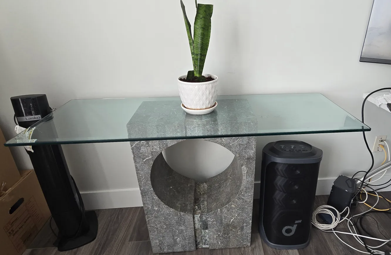 Glass Top Console Table with Stone Base image indicator(2)