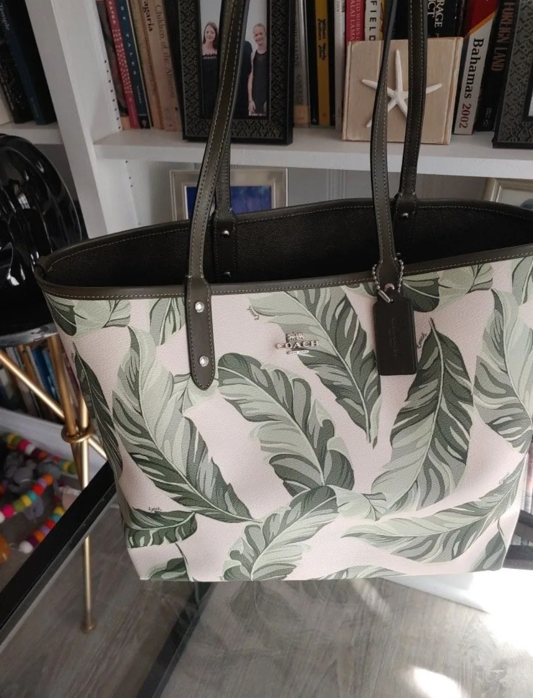Coach Reversible Tote Bag with Green Leaf Pattern image indicator(5)