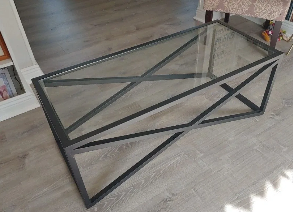 Black Metal & Glass Coffee Table image indicator(2)