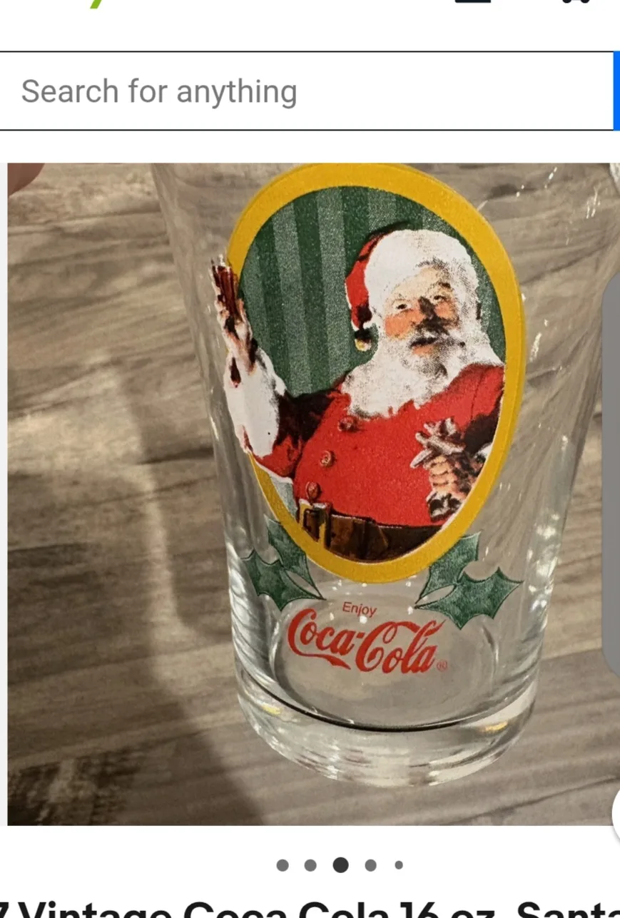 One Vintage Coca Cola 16oz Santa Glass image indicator(2)