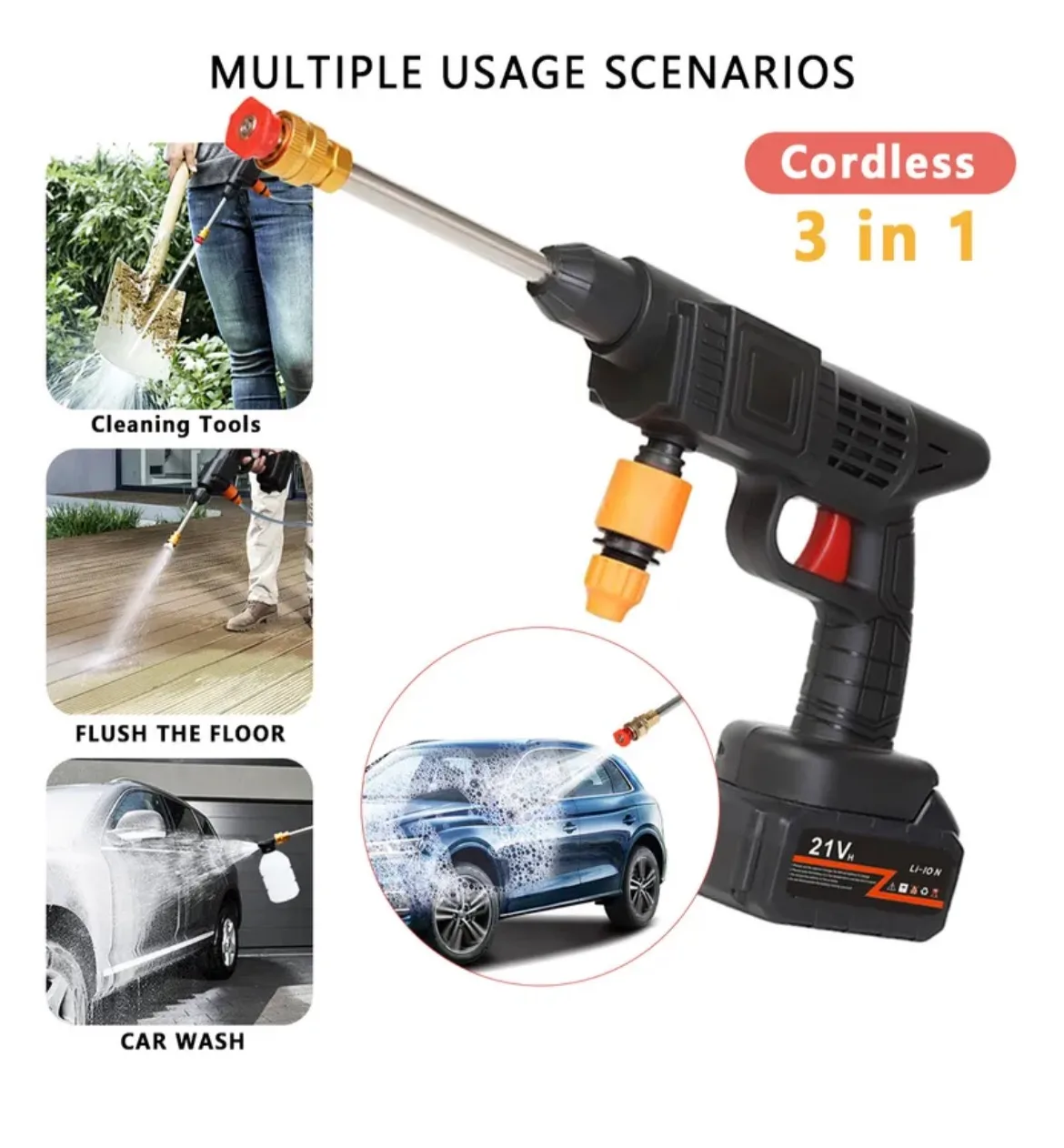 NEW Cordless Pressure Washer w/ 2 Batteries - Home/Car Washing 🧡 image indicator(9)