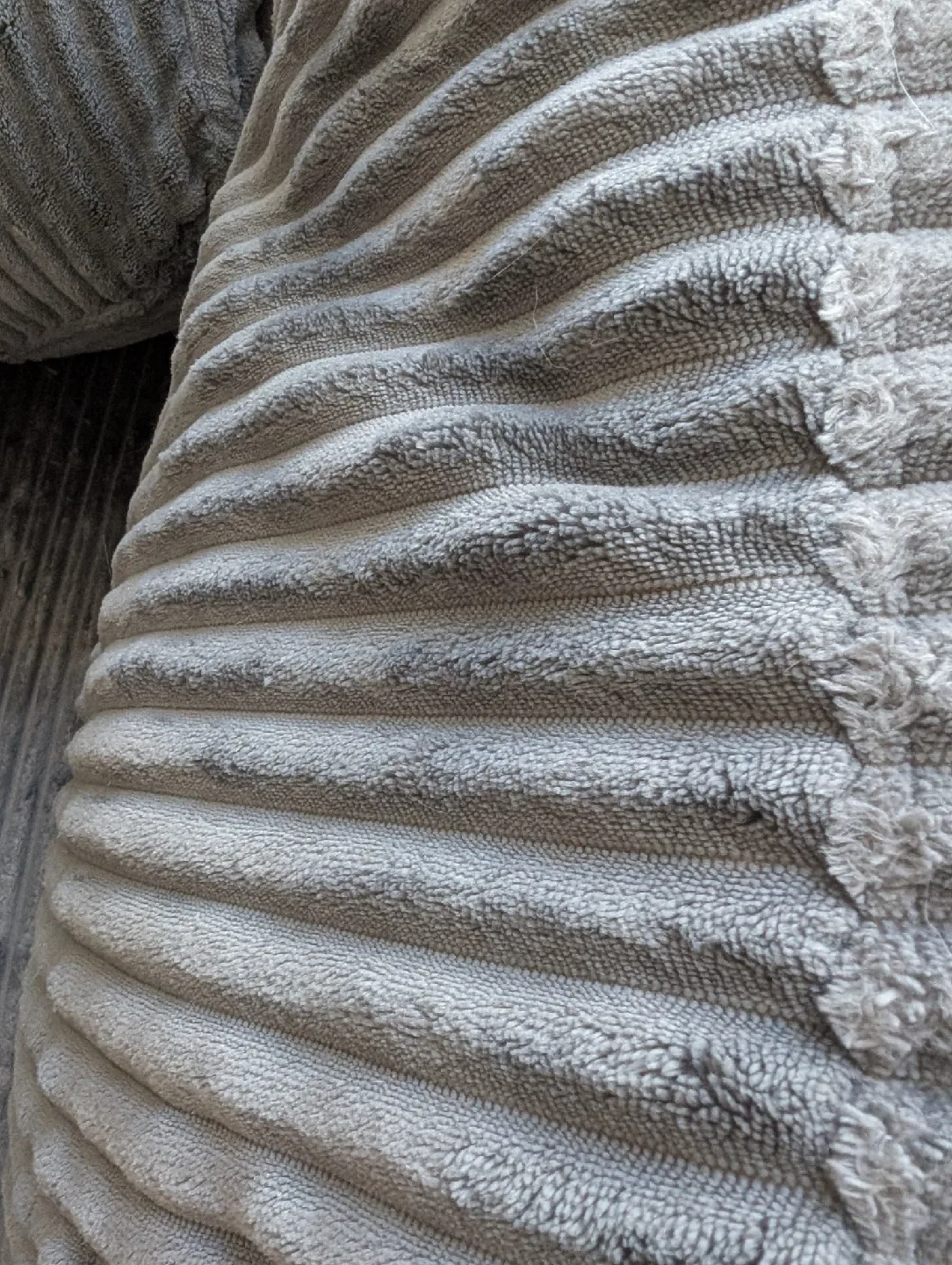 Grey Corduroy Sofa with Pillows image indicator(3)