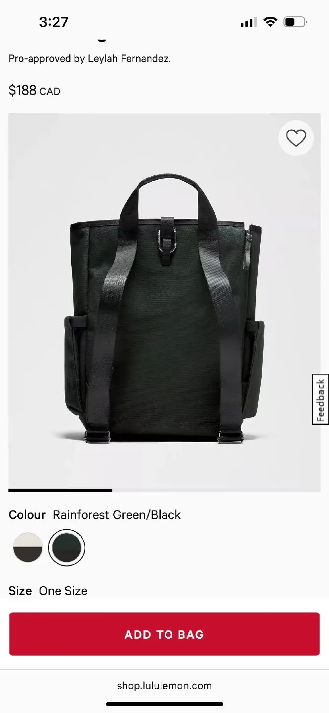 Lululemon Racket Bag 19L - Rainforest Green/Black image indicator(4)