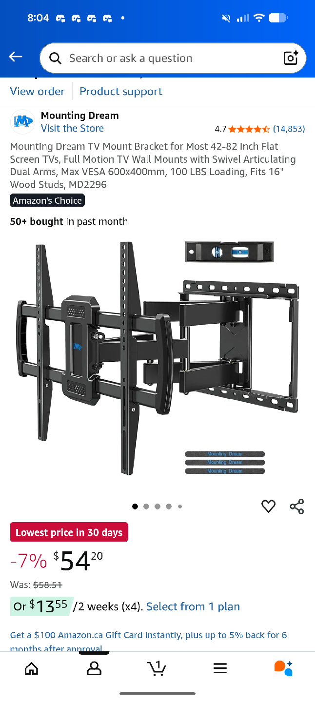 Mounting Dream TV Wall Mount MD2296 for 42-82" TVs