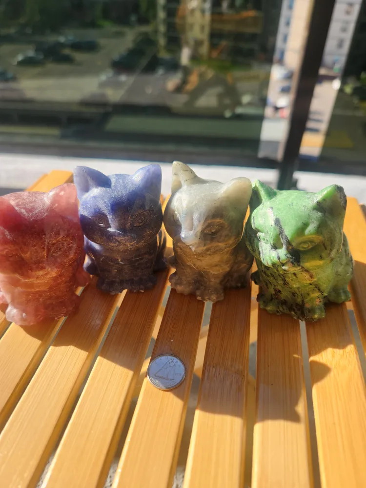 Crystal Cat Carvings - Set of 4 thumbnail