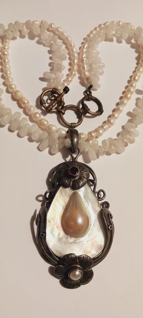 One of a Kind Sterling Silver 925 Pearl Pendant Necklace image indicator(3)