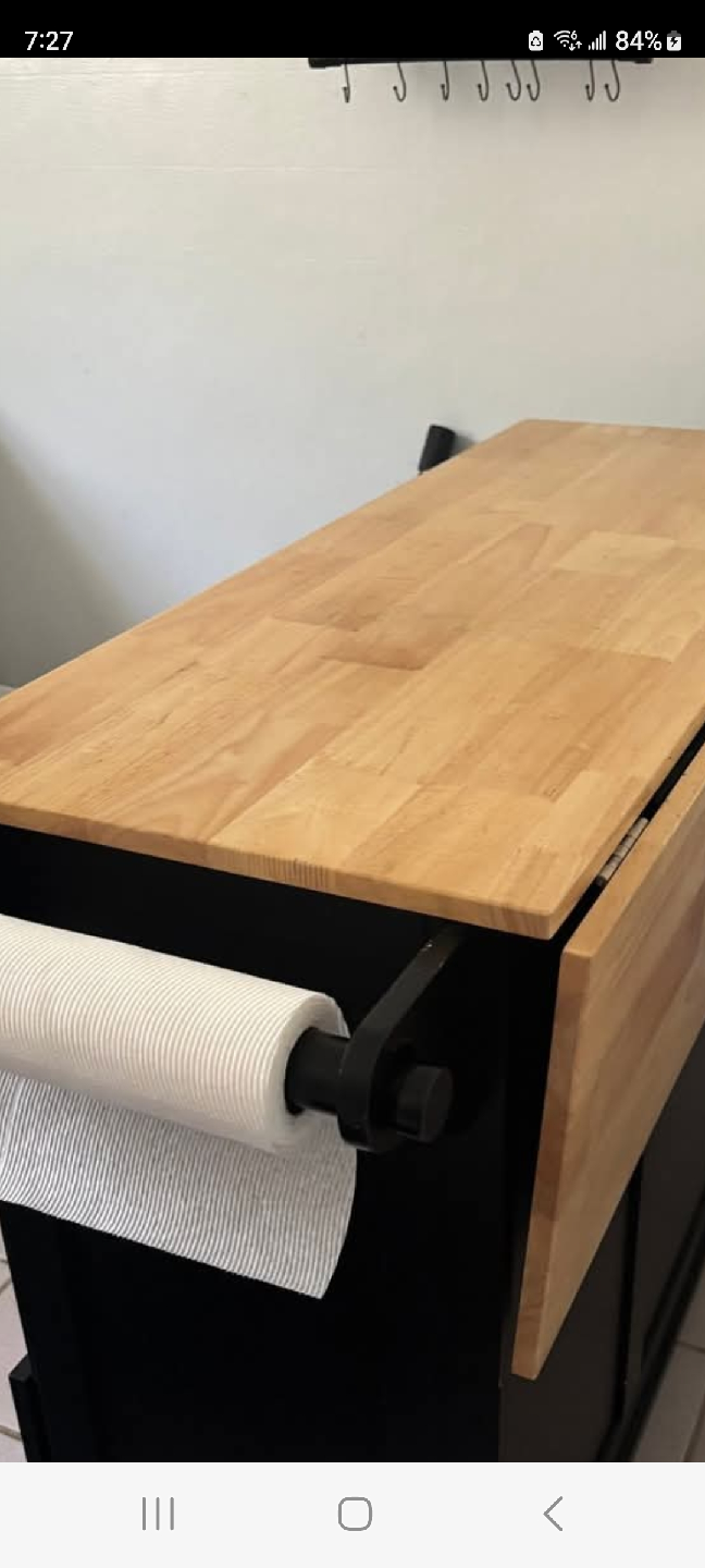 Black Kitchen Island with Wood Top