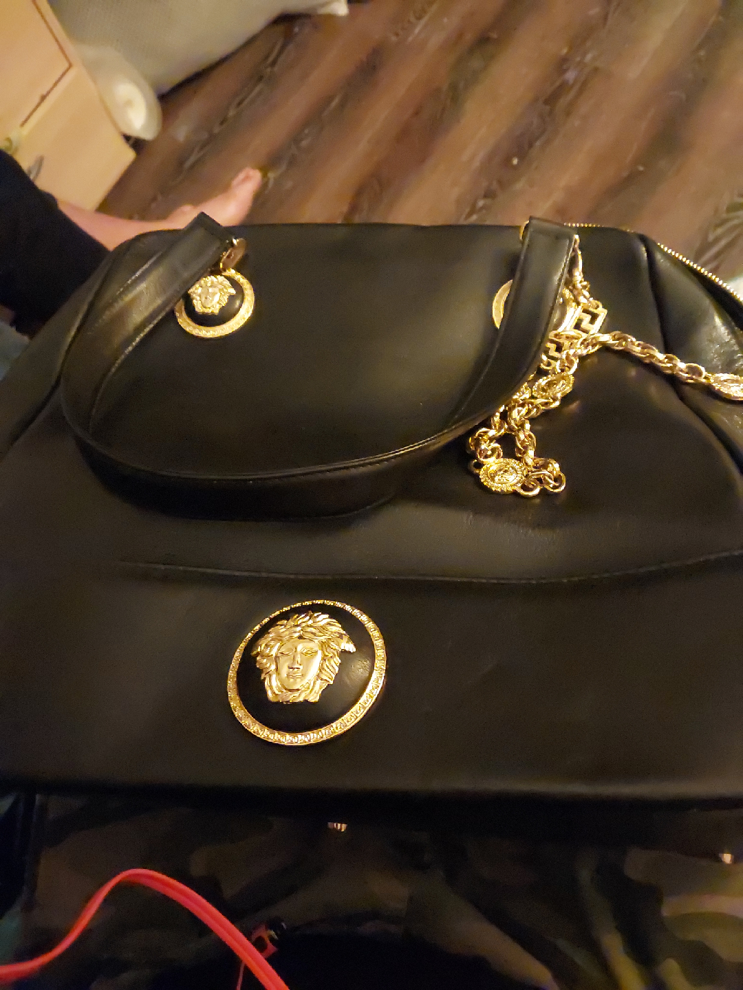 Gianni Versace Black Leather Handbag