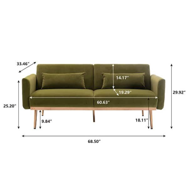 Green Velvet Loveseat Sofa - 68.5" Wide - photo 2