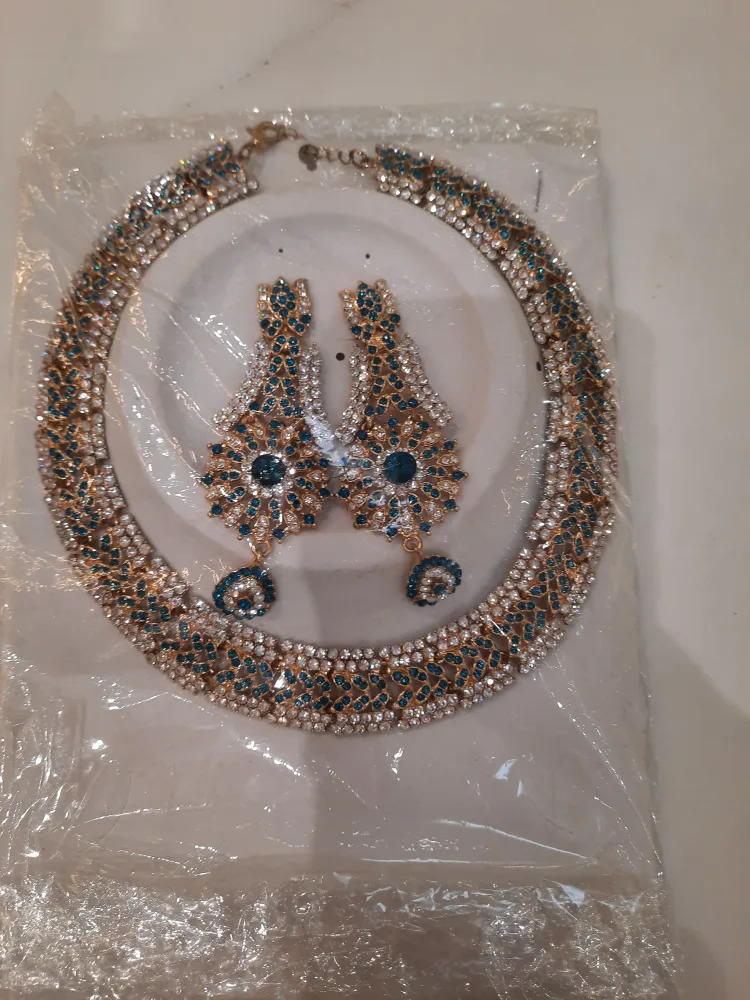 Necklace and Earring Set - Blue & Silver thumbnail