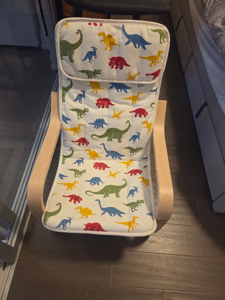 IKEA PÖANG Kid's armchair, birch veneer/Knisa light beige thumbnail